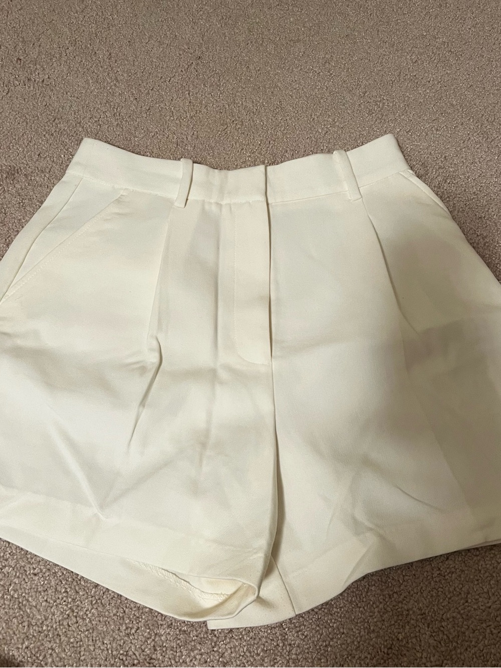 Zara Cream High-Rise Tailored Shorts